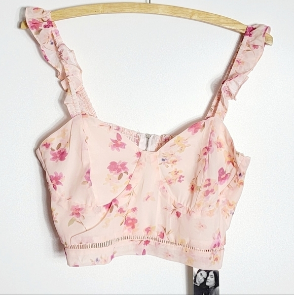 NWT Kendall And Kylie Feminine Floral Coquette Bustier Women's Crop Top Size M - Picture 1 of 9